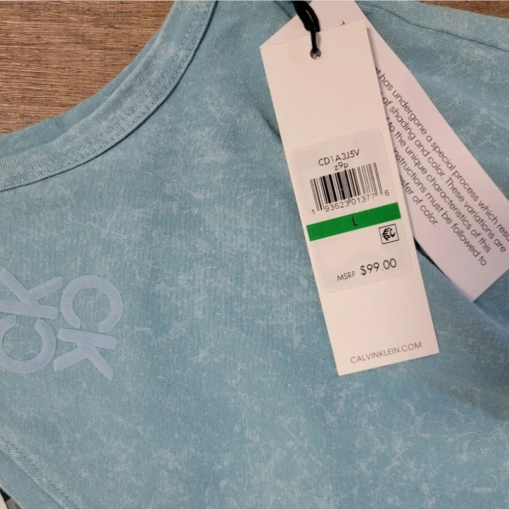 Calvin Klein Athletic Jumpsuit Romper Sleeveless Drawstring Waist Aqua NWT Large